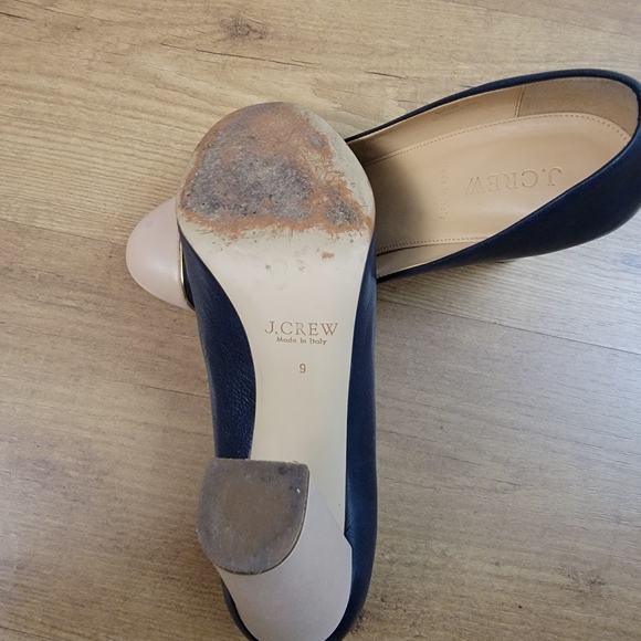 J. Crew Etta Cap Toe Navy and Beige Leather Pumps - Picture 9 of 14